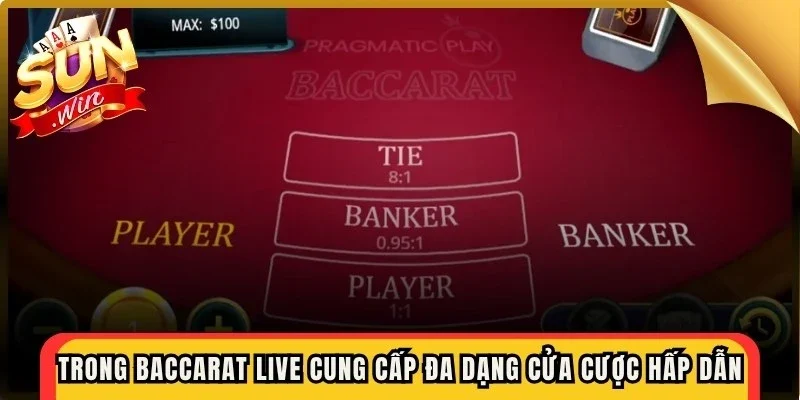 Trong baccarat live cung cấp đa dạng cửa cược hấp dẫn, thú vị