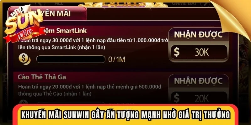 Khuyến mãi Sunwin gây ấn tượng mạnh nhờ hệ giá trị phần thưởng
