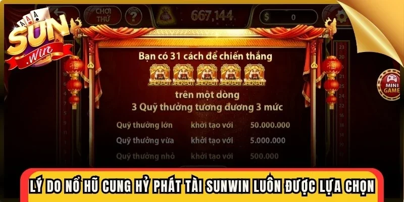 Lý do nổ hũ cung hỷ phát tài Sunwin luôn được lựa chọn